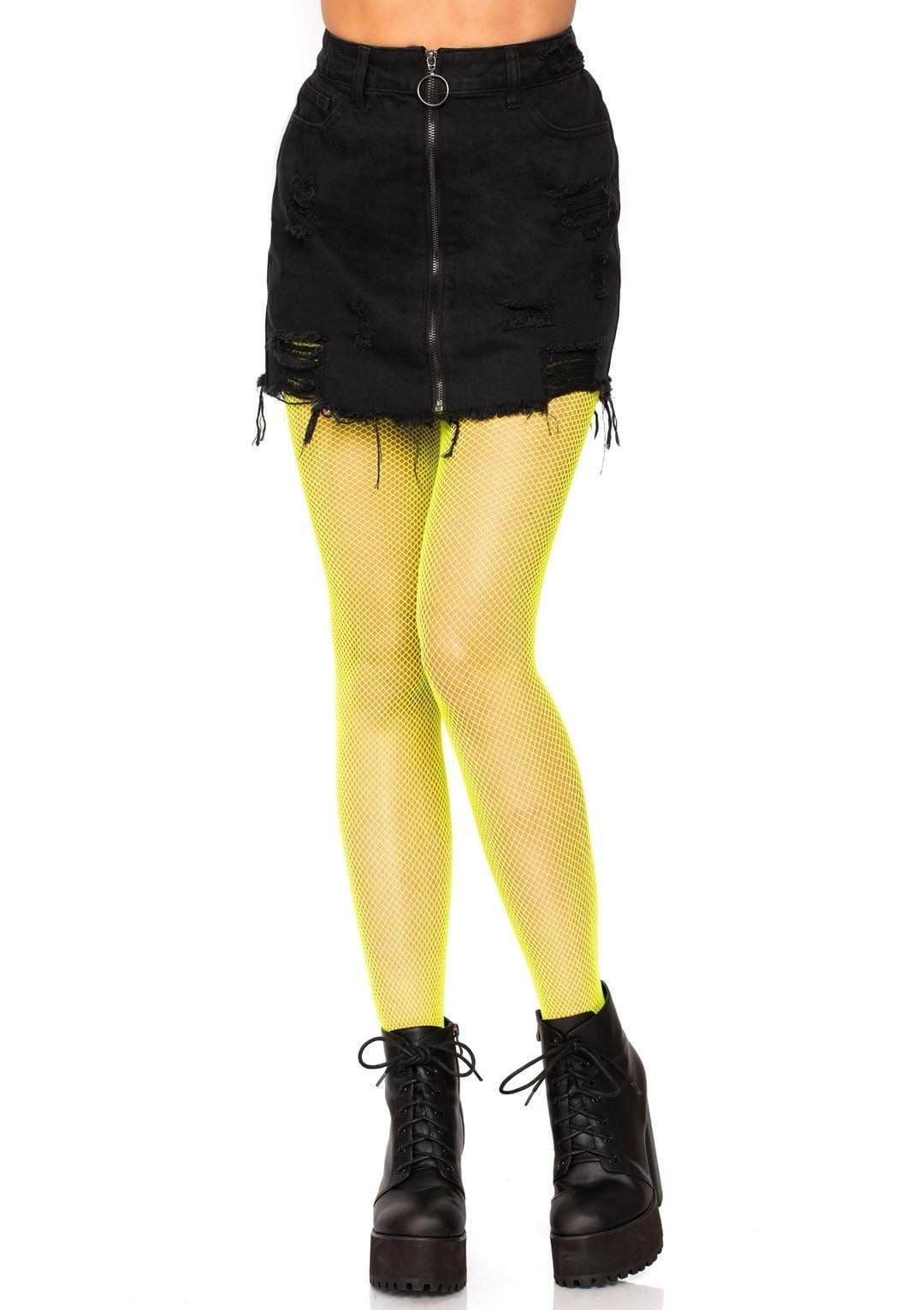 Neon yellow fishnet stockings hotsell