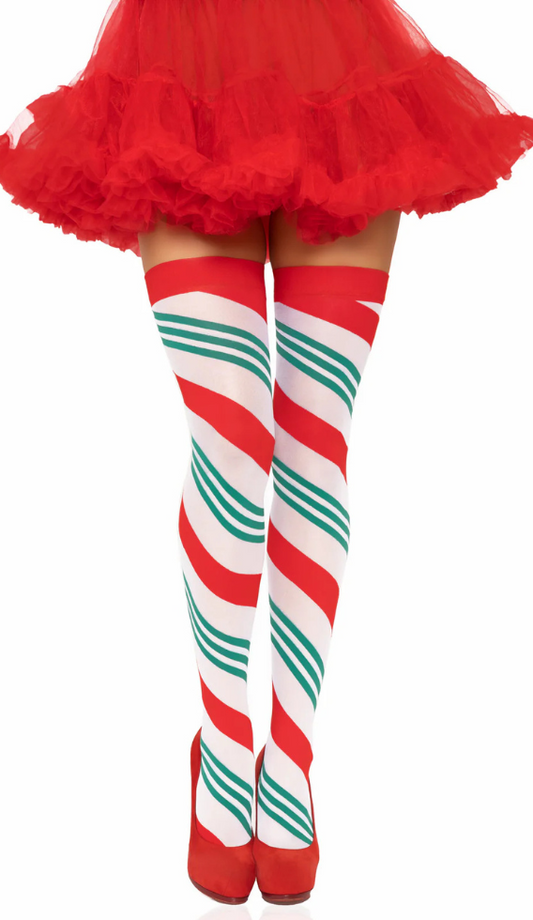 Jolly Holiday Striped Thigh Highs