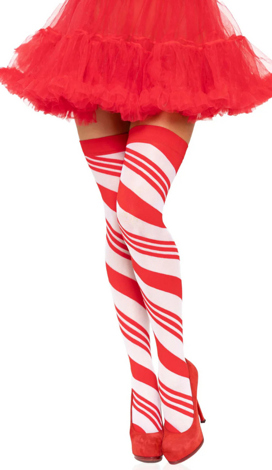 Peppermint Striped Thigh Highs