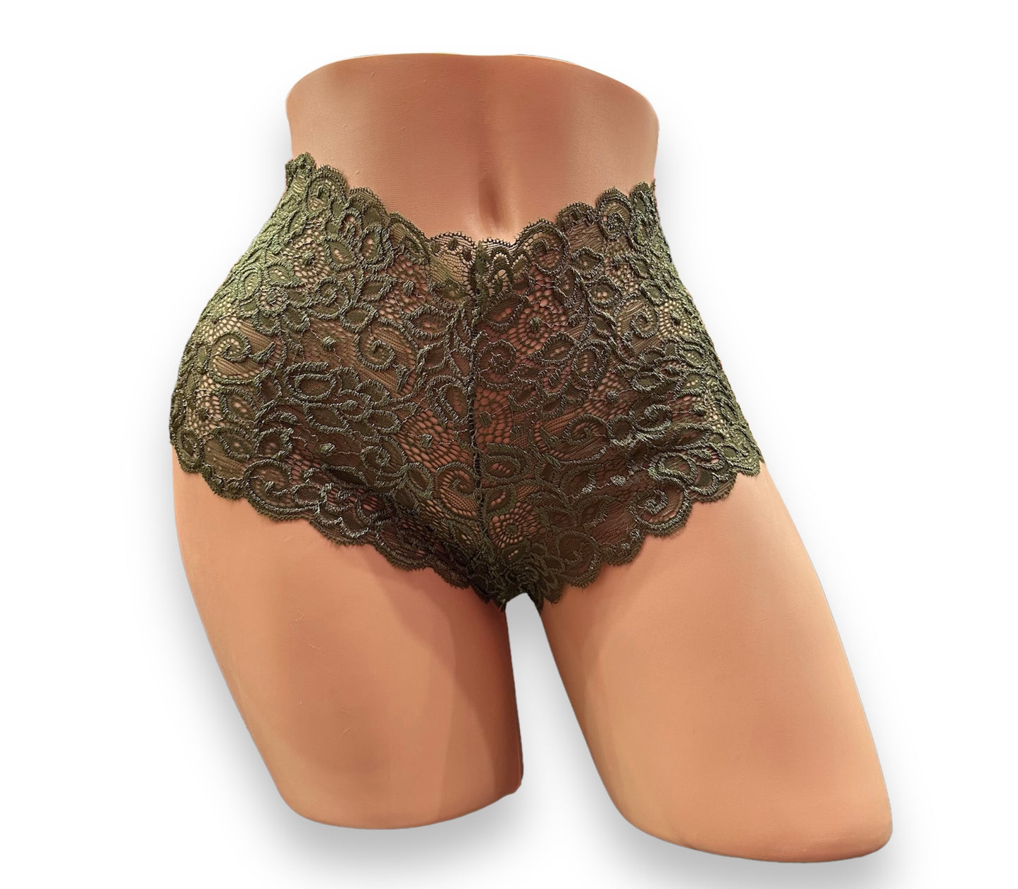 High-Rise Lace Boy Short - Green