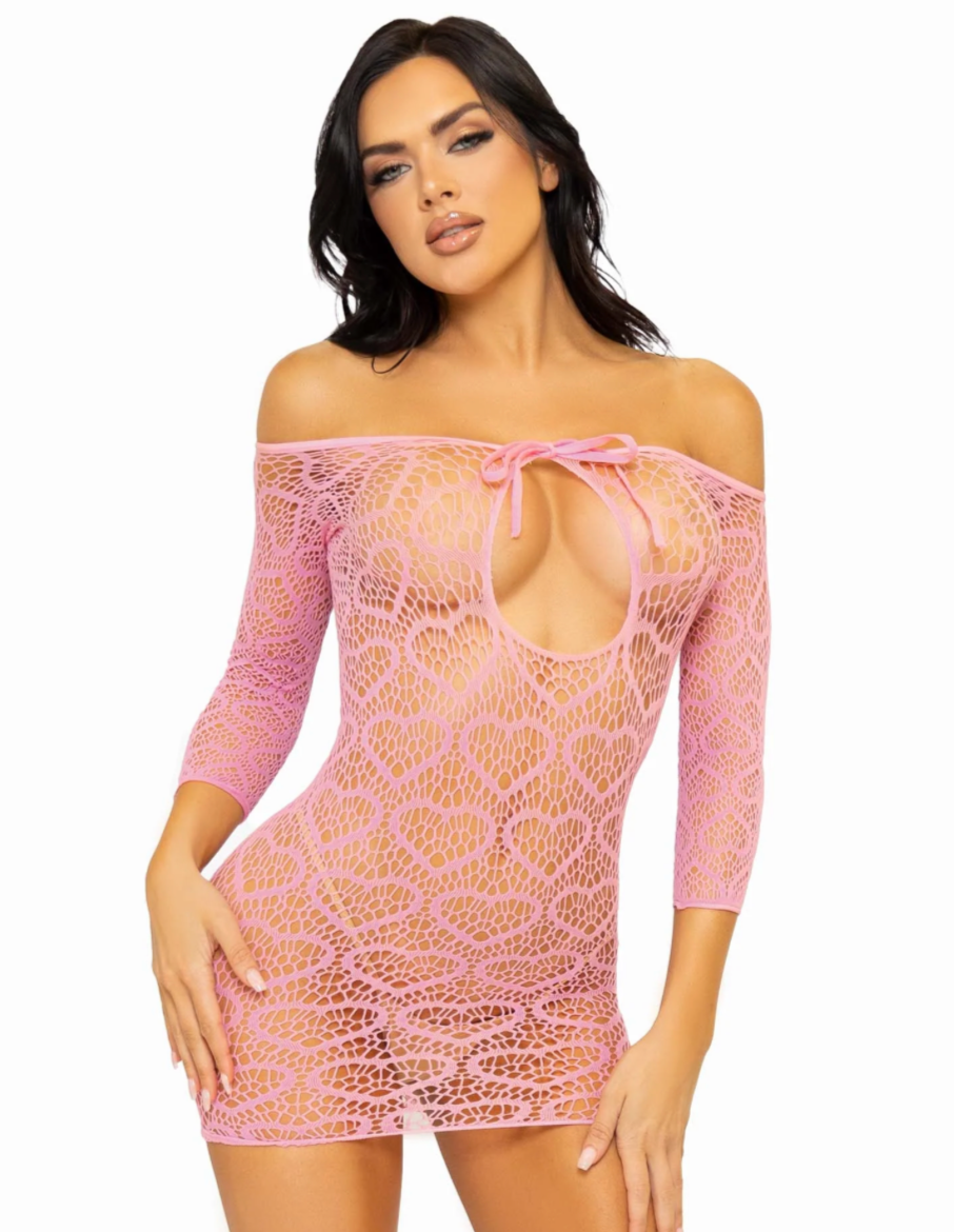Pink Modern Love Heart Net Dress
