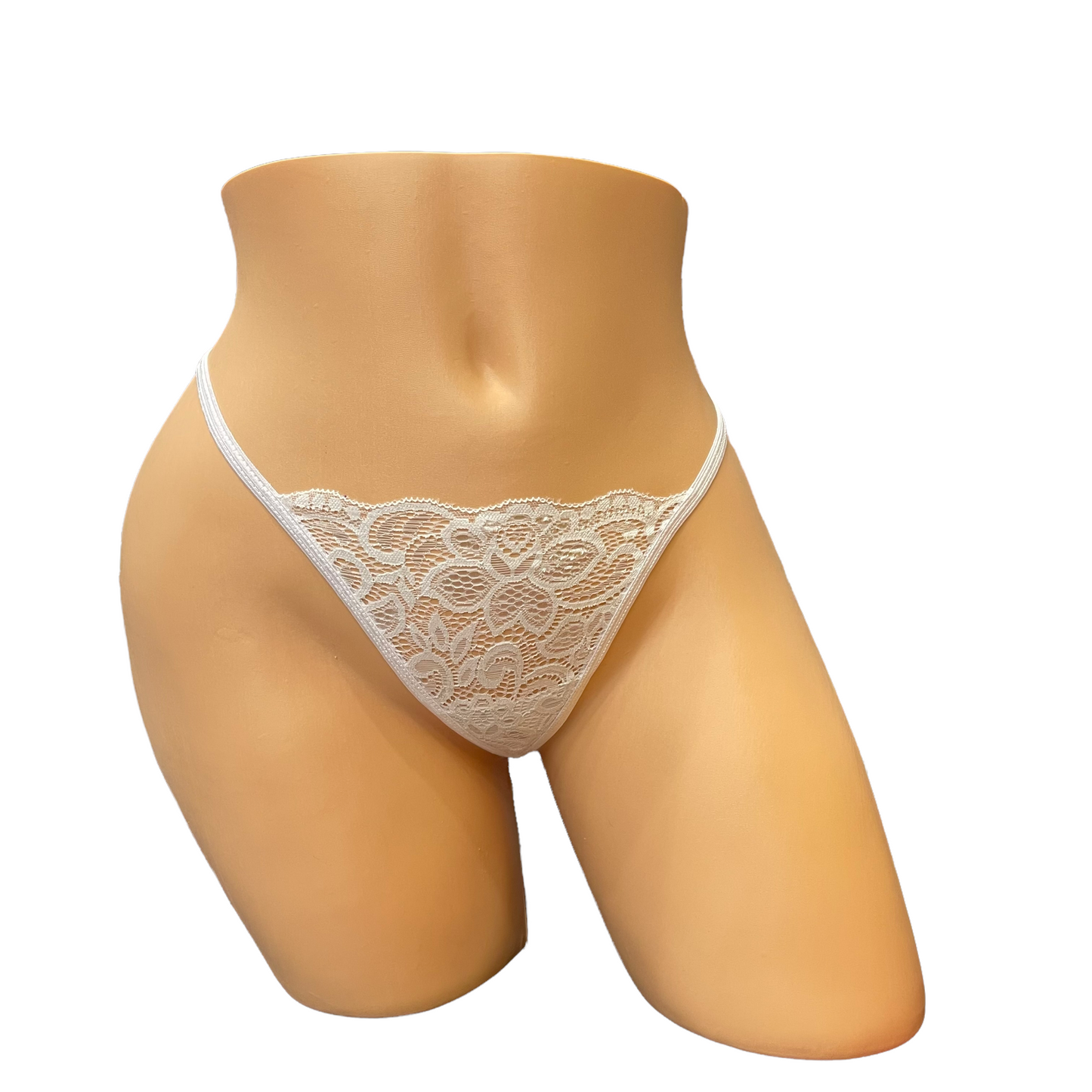 White Micro-Lace G-String With Satin Bow